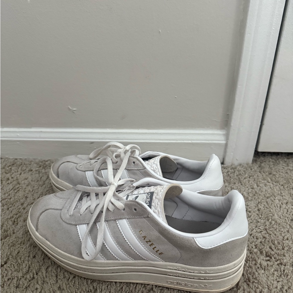 Adidas Gazelle Light Gray and White Sneakers